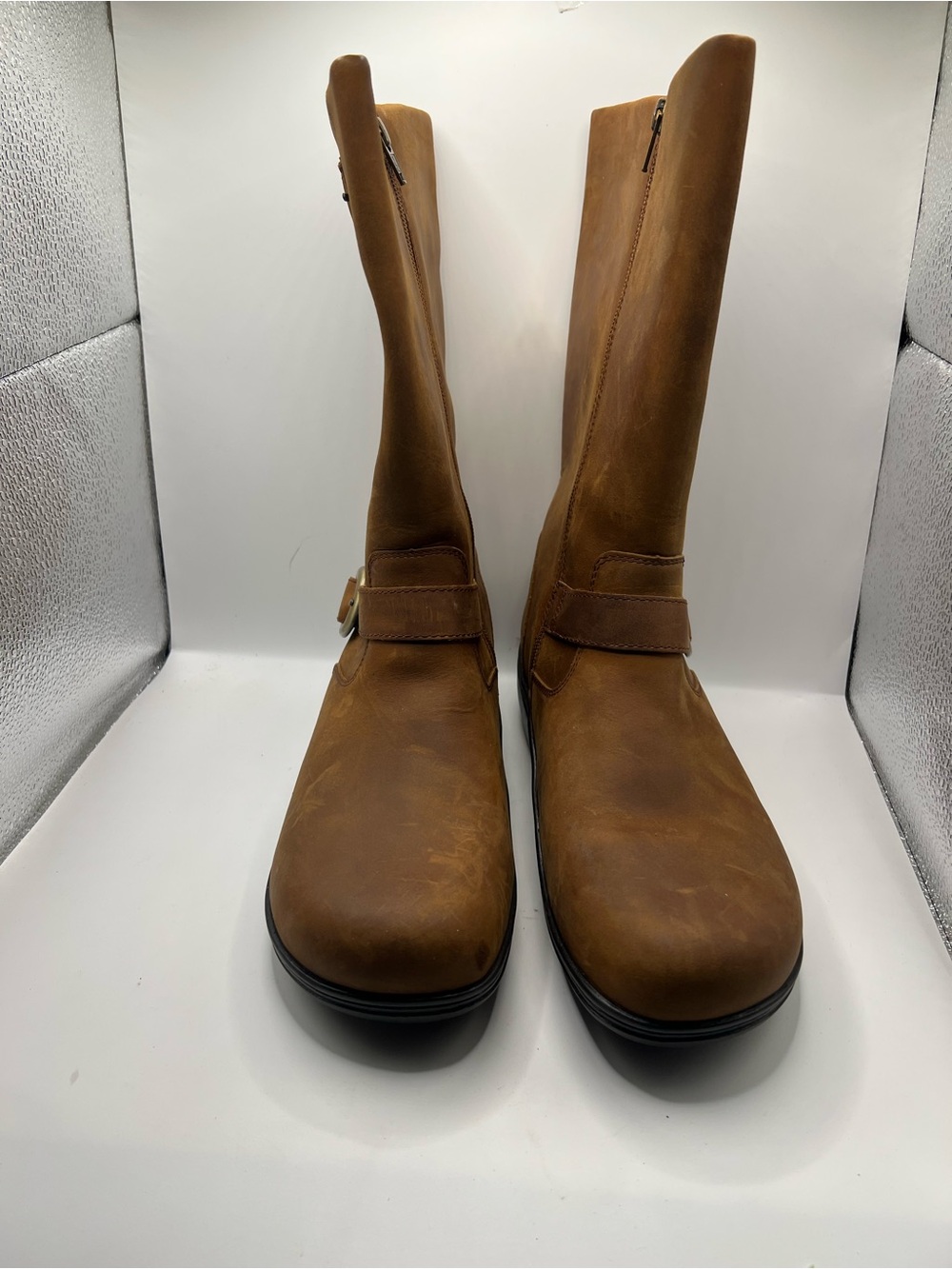 Alegria Tan Brown Mid-Calf Buckle Boots - Picture 8 of 11